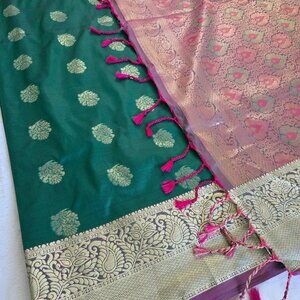 Purple green banarsi Saree NEGOTIABLE